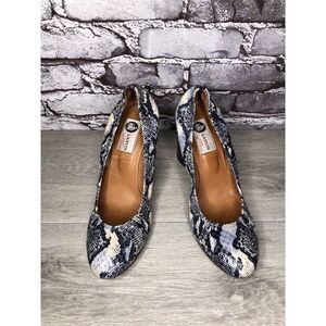 LANVIN Ivory Blue Snake Print Leather Ballerina Pumps Wedges Women 40EU/9.5M US